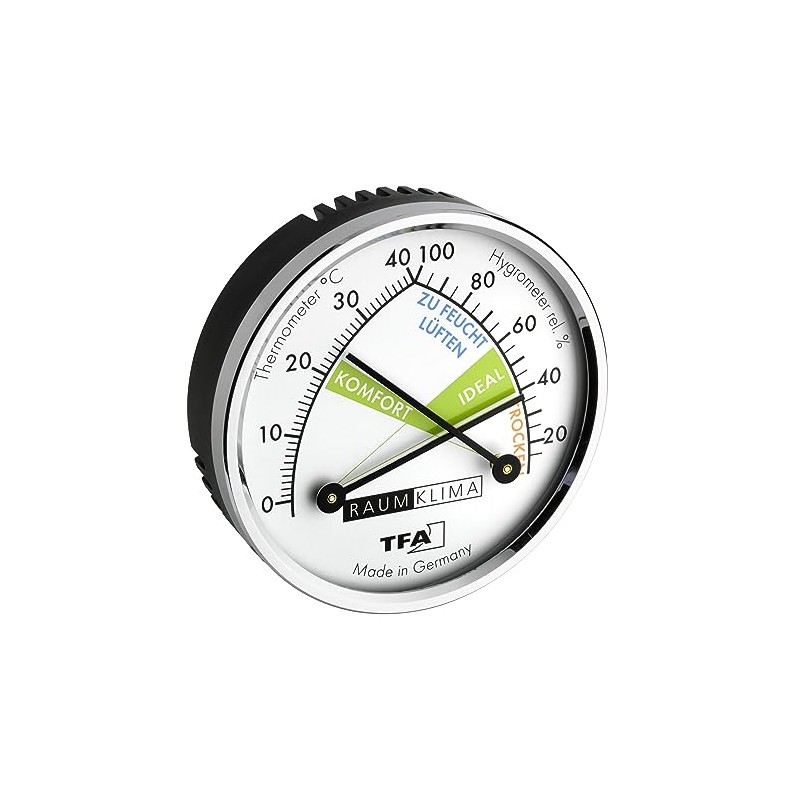 TFA Dostmann Analogue Thermo-Hygrometer, 45.2024.EK, for Measuring Humidity and Temperature,