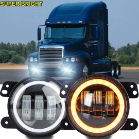 CHUSYYRAY For Freightliner Century Class 4" Inch Round clear lens Front Bumper Fog Lights