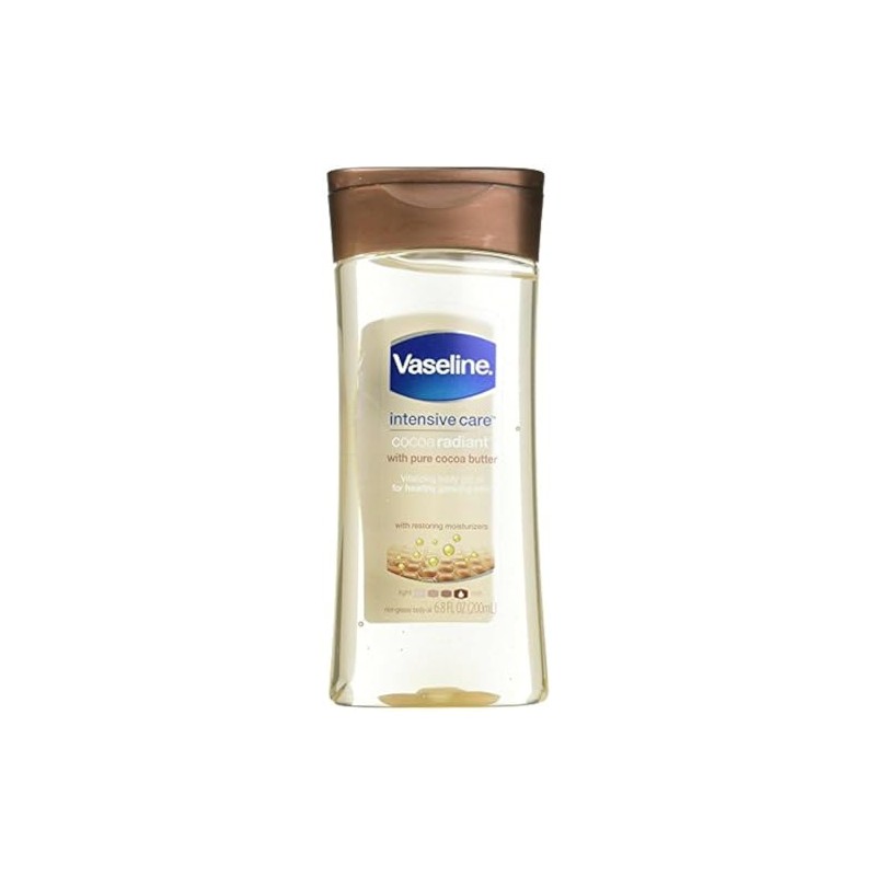 Vaseline Cocoa Radiant Vitalizing Gel Body Oil, 6.8Ounce Bottles (Pack