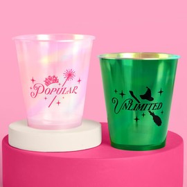 xo, Fetti Pink + Green Witch Plastic Cups | 16 pcs 12 oz | Iridescent Wizard Drinkware, Unlimited Magic Decorations, Popular Bachelorette Party Drinks, Kids Birthday Supplies