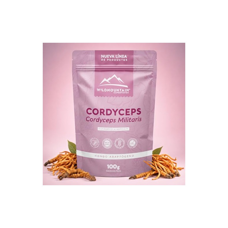 Wildmountain Cordyceps Militaris en Polvo 100g Hongo Adaptógeno | Suplemento