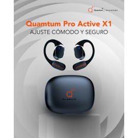 QUAMTUM Personal Audio Pro Active X1, Auriculares de Oído Abierto, Ultra-Comodidad, Conexión Dual, Ajuste Perfecto, Sonido Potente, Llamadas Claras, Luces LED, 18Hrs de Reproducción, Bluetooth 5.3