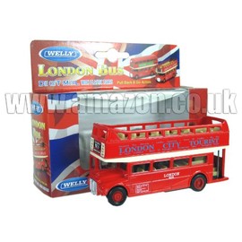 Diecast London Open Top Bus - Pull Back and Go Action