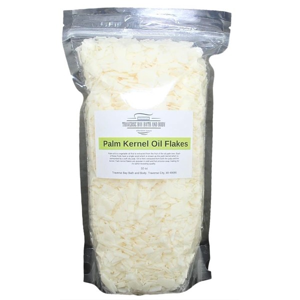 Traverse Bay Bath and body Palm Kernel Oil Flakes 32- oz. / 2LB Soap making supply's in stand-up barrier pouch all natural.