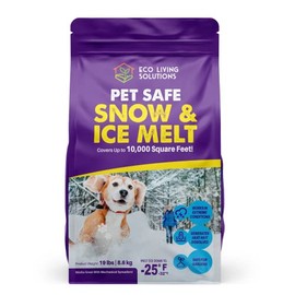 Pet Safe Snow & Ice Melt | Eco Living Solutions | Calcium Chloride | Works Under -25 °F | Safe for Concrete Driveway and Roof | Better Than Rock Salt | Safe for Kids and Pets (19 Lbs)