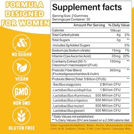 Vaginal Probiotics Gummies for Women, Premium Feminine pH Balance Gummies, Healthy Odor, Yeast Balance & Flora + Vitamin C for Immune Support, 60ct Pi