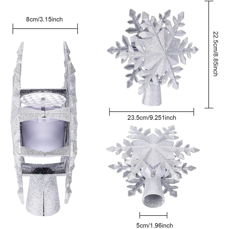 Artmag Christmas Tree Topper Lighted with White Snowflake Projector, LED
