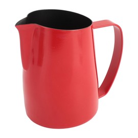 Professional Milk Frother Cup, Stainless Steel Jug Steaming Pitcher Milk Jug Latte Art Pitcher for Coffee Latte Frothing Milk (Bright Red)