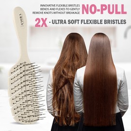 Cepillo Desenredante de Fiora Naturals – 100% Bio-amigable Cepillo Desenredante con Cerdas Ultra Suaves – Desenreda a través de enredos con facilidad – Para Cabello Rizado, Liso, Negro Natural, Mujeres, Hombres, Niños, Cabello Seco y Húmedo