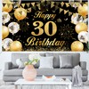 30th Birthday Banner Black Gold Birthday Banner for Men Women