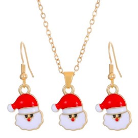 Titayen Christmas Necklace and Earring Sets for Women Christmas Bell Santa Claus Snowman Earrings and Necklace Set Christmas New Year Birthday Party Gift Christmas Stocking Stuffers (Santa Claus)
