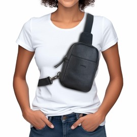 Alldaily Small Sling Bag for Women Crossbody Purse Leather Fashionable Trendy Chest Bag for Travel, Fanny Pack (Black)