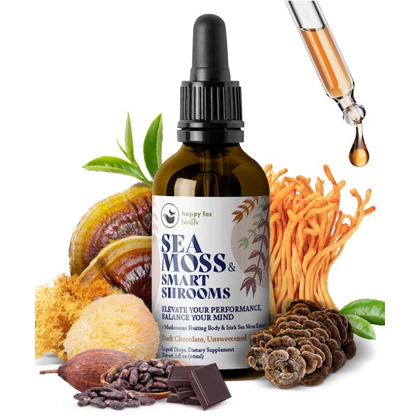 HAPPY FOX Organic Irish Sea Moss Liquid Drops & Mushroom