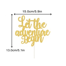Decoración para tartas con texto en inglés "Let the Adventure Begin para ir lejos de viaje, decoración de bodas o fiestas