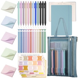 Bible Study Supplies,Bible Journaling Kit,Bible Study Kit with Journal,12 No Bleed Highlighters,12 Gel Pens,75Tabs, 400 Sticky Notes,Christian Gifts for Women Men (Blue)