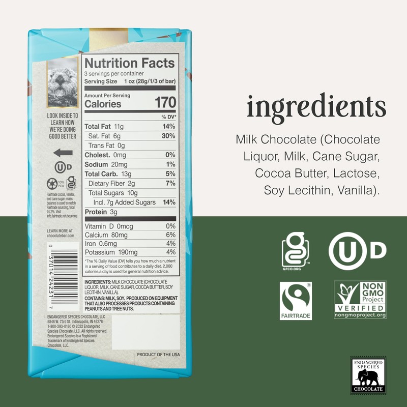 Endangered Species Milk Chocolate Bar (48% cocoa)