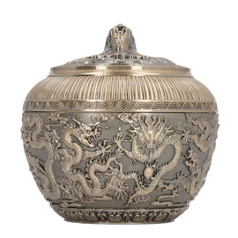 Tea Canister Metal Loose Tea Storage Container Airtight Tea Bag Canister Exquisite Bronzy Tea Jar for Sugar Salt Large Size Bronze Colour