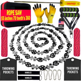 55 Inch High Limb Rope Saw – Dual Sided Pocket Chainsaw with 70 Sharp Teeth – Rope Tree Saw High Limb Tool with Storage Box for Outdoor Adventures