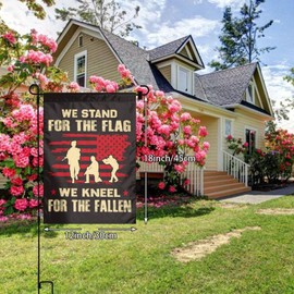We Stand For The Flag We Kneel For The Fallen Garden Flag Memorial Day Flags Double Sided Vertical 12×18 Inch Banners 4th of July Independence Day Veterans Day Patriotic Decoration For Lawn Patio Yard Garden Home Outdoor Decor