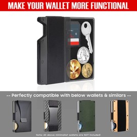 Minimalist Wallet Coin Tray for Men, Removable Coin & Key Holder for Slim Wallet, Additional Mini Accessory Tray for Metal Wallet (Plastic Coin Tray with Velvet Lining)