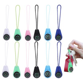 Pack of 12 Multicolour Mini Survival Compass, Mini Compass, Compass Pendant, Pendant Compass, Small, Key Fob Compass, Pocket Compass, Gifts for Camping, Hiking, Outdoor Gadgets Hiking