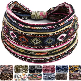 Headbands For Women's Hair, Boho Headband Elastic Soft Flower Wide Headbands for Women Yoga Sport Hairbands, Hair Accessories for Everyday Sport Fitness (Colour 9)