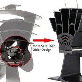 4-Blade Heat Powered Stove Fan, SENRISE Silent Operation - Eco Friendly Fan for Wood Burning, Log Burner, Fireplace (1Pcs, Gray)