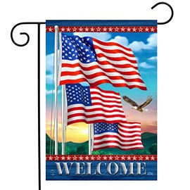 Briarwood Lane Waving American Flags Welcome Garden Flag Patriotic Eagle 12.5" x 18"
