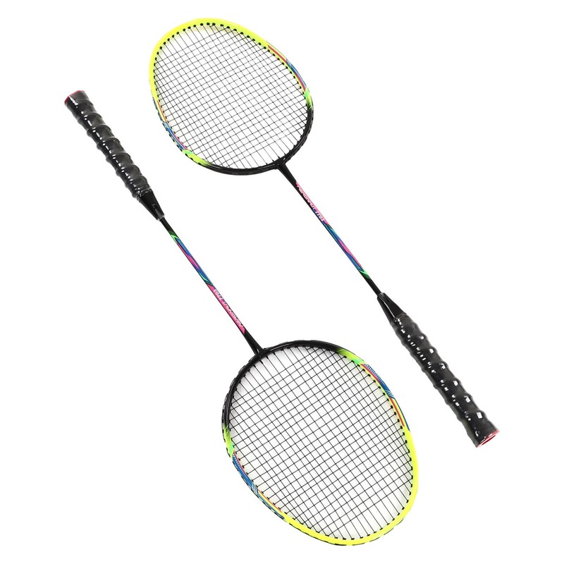 1 Pair Green Badminton Racket Set Fashionable Lightweight Comfortable Grip