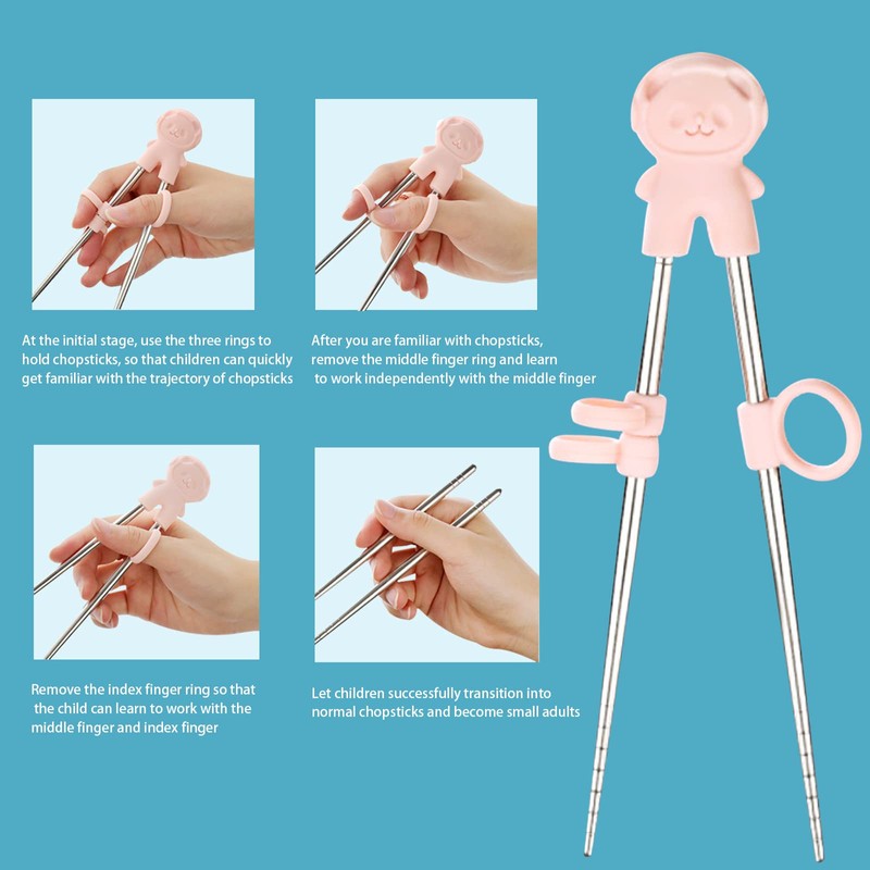 2 Pairs Training Chopsticks with Case Learning Chopstick Helper Stainless