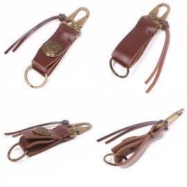 ZTELLHIM EDC Leather Keychain for Men, Heavy Duty Belt Loop Key Holder Clip for Men with Detachable Keyring, Coffee, Medium