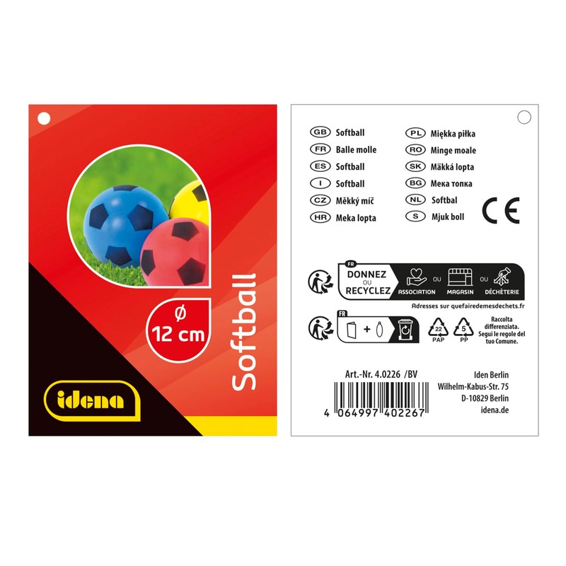 Idena 40226 Softball 3-Compartment Assorted Approx. 12 cm Blue, Yellow