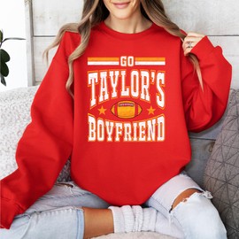 Olive Loves Apple Go Taylor's Boyfriend Funny Chiefs Sweatshirt for Kids and Adults Red Sweatshirt Adult Small