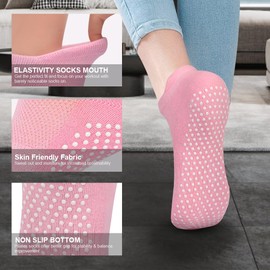 flintronic Yoga Socks, 4 Pairs Non Slip Pilates Socks for Women&Men, Sweat Absorption Cotton Full Toe Grip Socks, Ankle Socks for Pilates, Ballet, Barre, Barefoot Workout, Dance