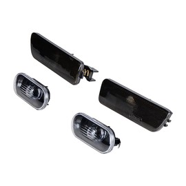 Smoked Lens 2 Front Fender Lamps + 2 Rear Bumper Side Marker Light Compatible with Volkswagen VW Jetta MK4 Golf 1999-2003