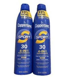 Coppertone NEW- Coppertone Sport 4 in 1 Performance Spray - SPF30 Large 7.3 0z 2Pk.