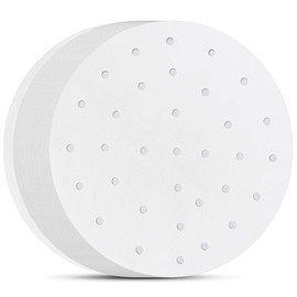 Air Fryer Parchment Paper, Set of 200, 8 inch Air Fryer Paper/Air Fryer Perforated Parchment Paper/Bamboo Steamer Liners for Air Fryer, Steaming Basket and More (5/6/7/9/10in Available)