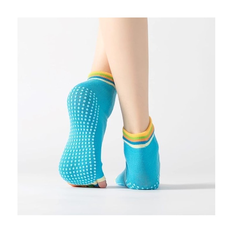 Yoga Pilates Toe Socks Toeless Socks with Grips for Women