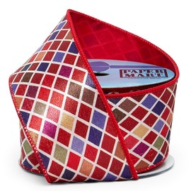 2 1/2" X 10 Yards Colorful Harlequin Velour Wired Ribbon