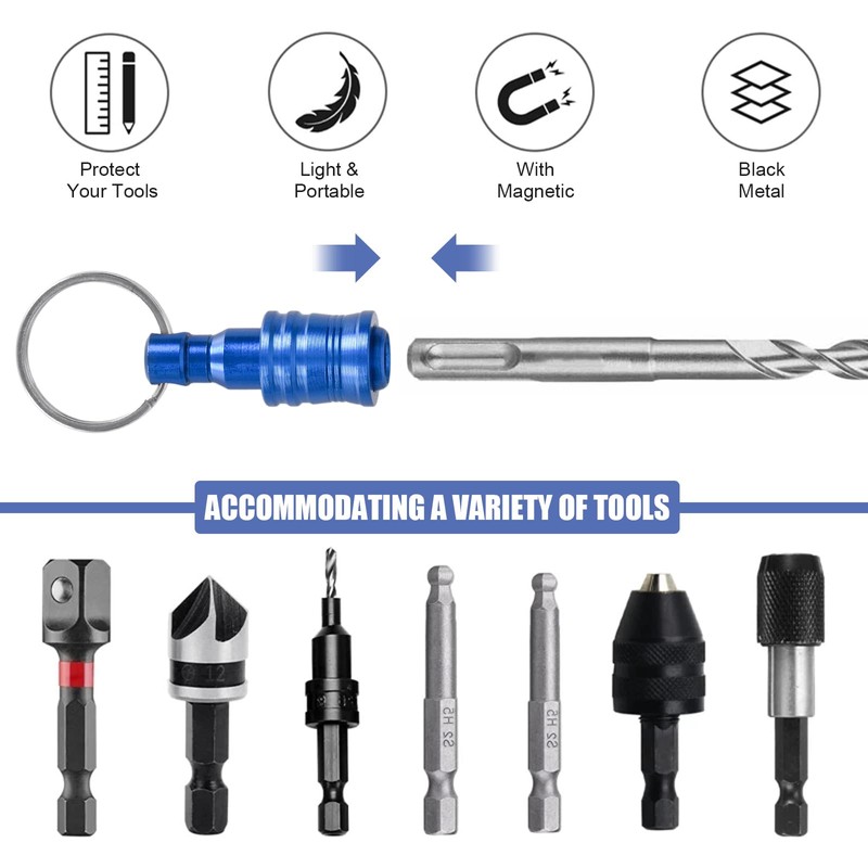 7-Piece Hex Screwdriver Holder with 1 Carabiner, Aluminium Alloy Screwdriver