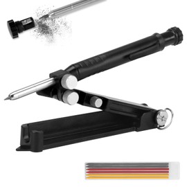 LATTHANT Multi-function Scribe Tool, Aluminium Alloy Scribing Tool with Carpenter Pencils, Construction Pencil with 7 Leads, Deep Hole Pencil with Sharpener for woodworking, Gauge Scriber Line Maker