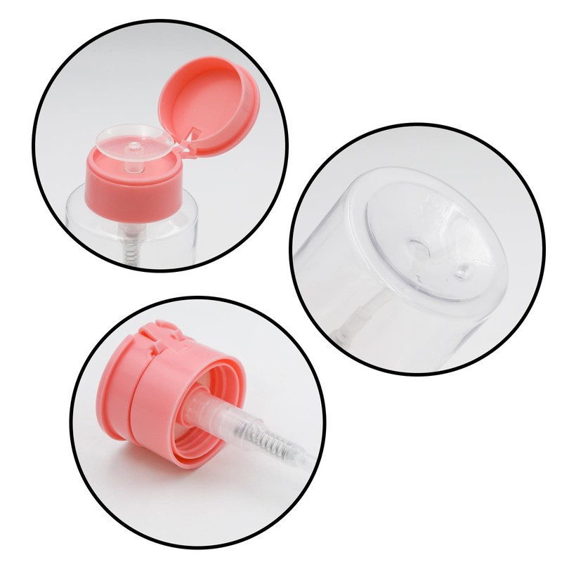 3 Pcs Transparent Push Down Pump Dispenser with Labels, Empty