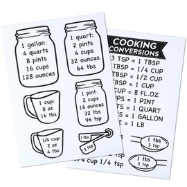 SOFPLATE 2 Pack 11.4 x 8.4 Inch Measuring Cup Decals Kitchen Cabinet Stickers Decal Black Words PVC Metric Measurement Conversion Cup Ounce Chart Sticker Sheets for Kitchen Cooking Baking Fridge Decor