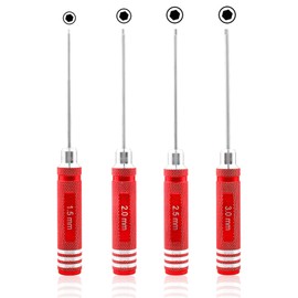GDOOL 4 Pieces Hex Screw Driver Set 1.5mm 2.0mm 2.5mm 3.0mm Allen Wrench Keys Screwdriver Kit RC Repair Tools for Traxxas RC Car Drone Multi-Axis Helicopter Arrma Axial Losi Redcat Racing (Red)