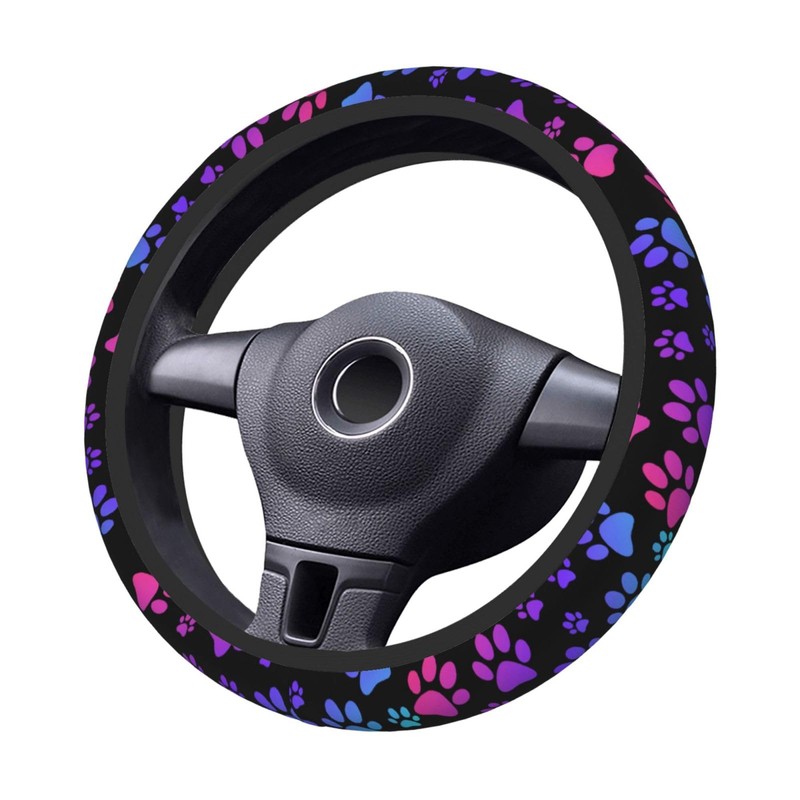 Paw Print Steering Wheel Cover for Women, Universal Auto Steering