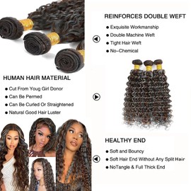 Leruikair Human Hair Bundles 26 28 30 Inch Straight Bundles Human Hair Highlight Chocolate Grey P4/Grey Unprocessed Brazilian Soft Quick Weave Hair for Black Women