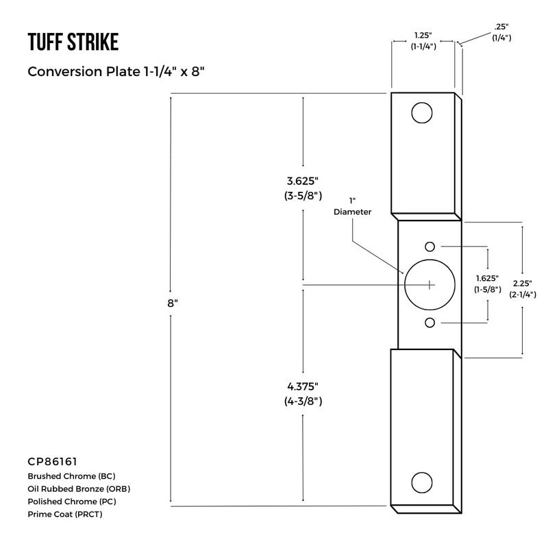 Mortise Cut-Out Conversion Plate 8" x 1-1/4" | Mortise 86