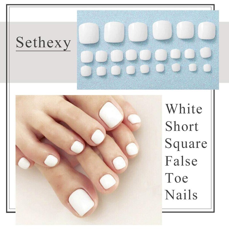 Sethexy - Uñas postizas de color sólido, brillantes, cuadradas, con