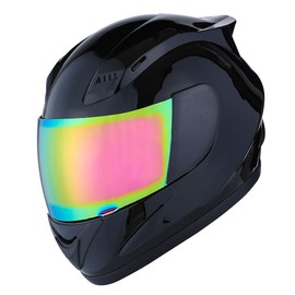 1Storm Motorcycle Bike Full FACE Helmet Mechanic Glossy Black; Size L (57-58 CM; 22.4-22.8 Inch)