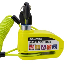 FD-MOTO Alarm Disc Lock & Reminder Cable Yellow Green
